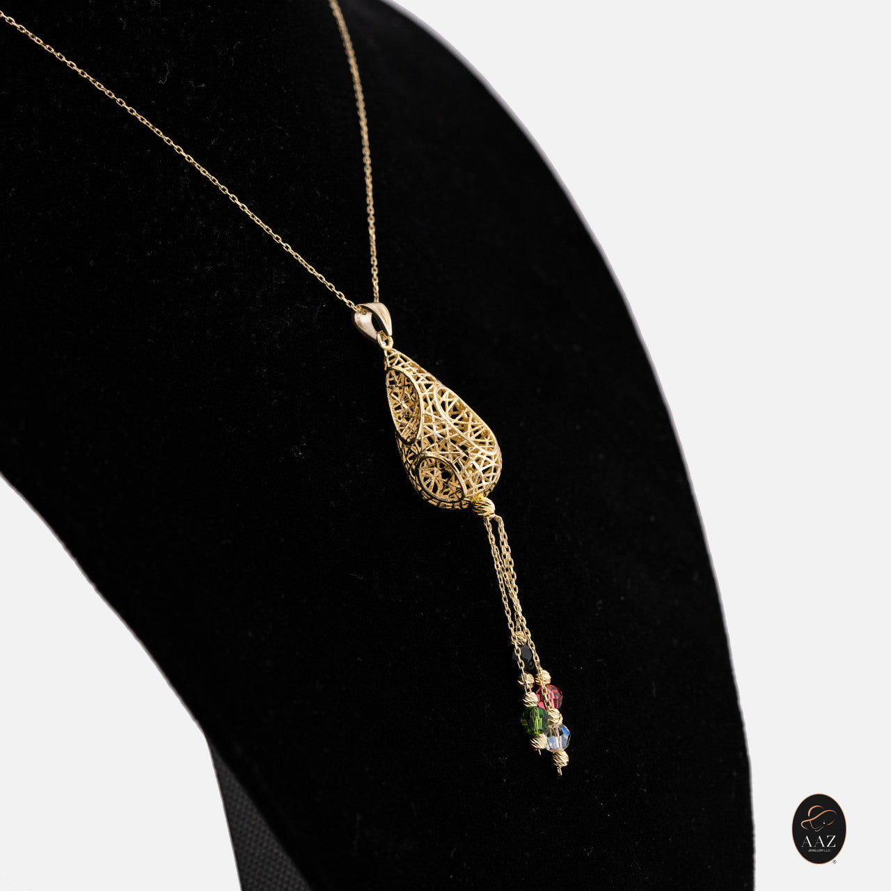 Lantern 18k Gold Plated Silver Necklace from a left angle