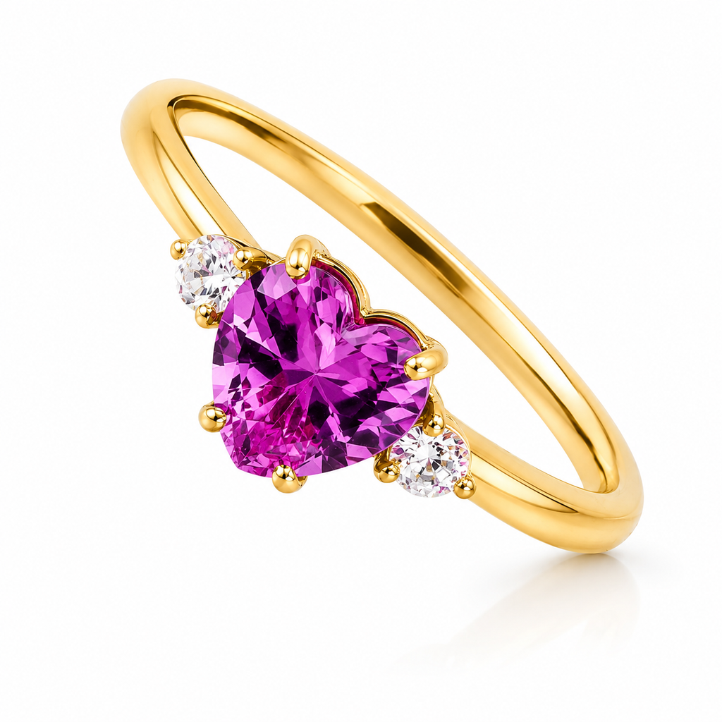 Pink Heart 18K Gold Ring
