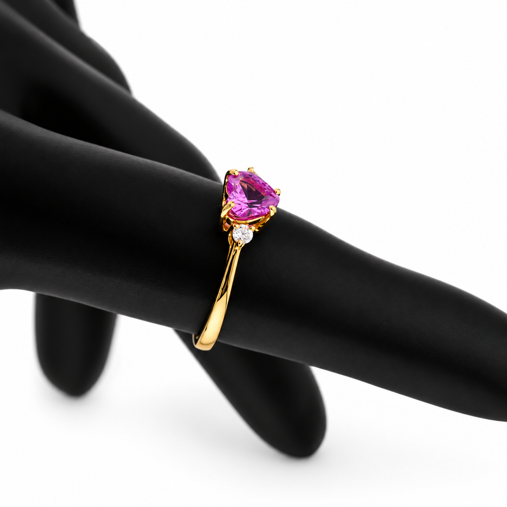 Pink Heart 18K Gold Ring