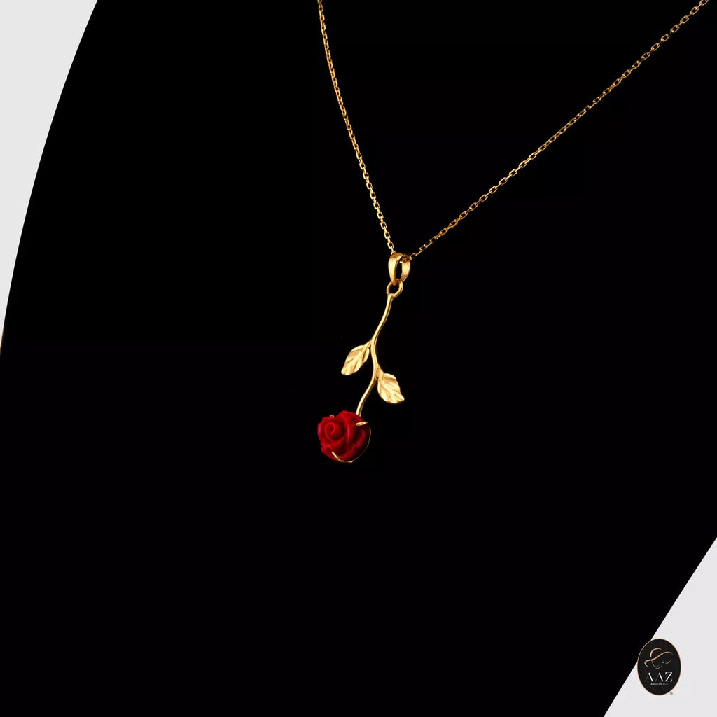 Red Rose 18K Gold Necklace left