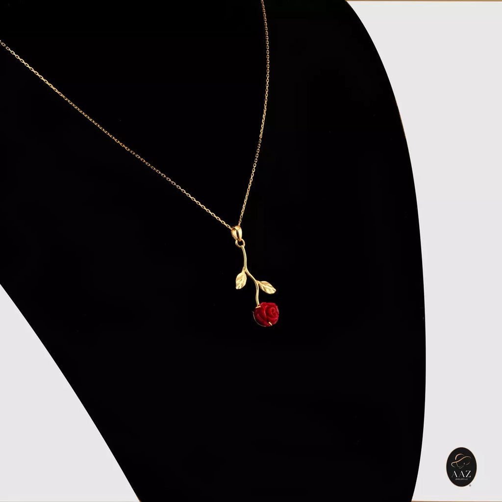Red Rose 18K Gold Necklace right