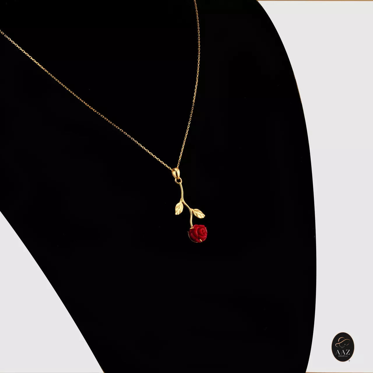 Red Rose 18K Gold Necklace right