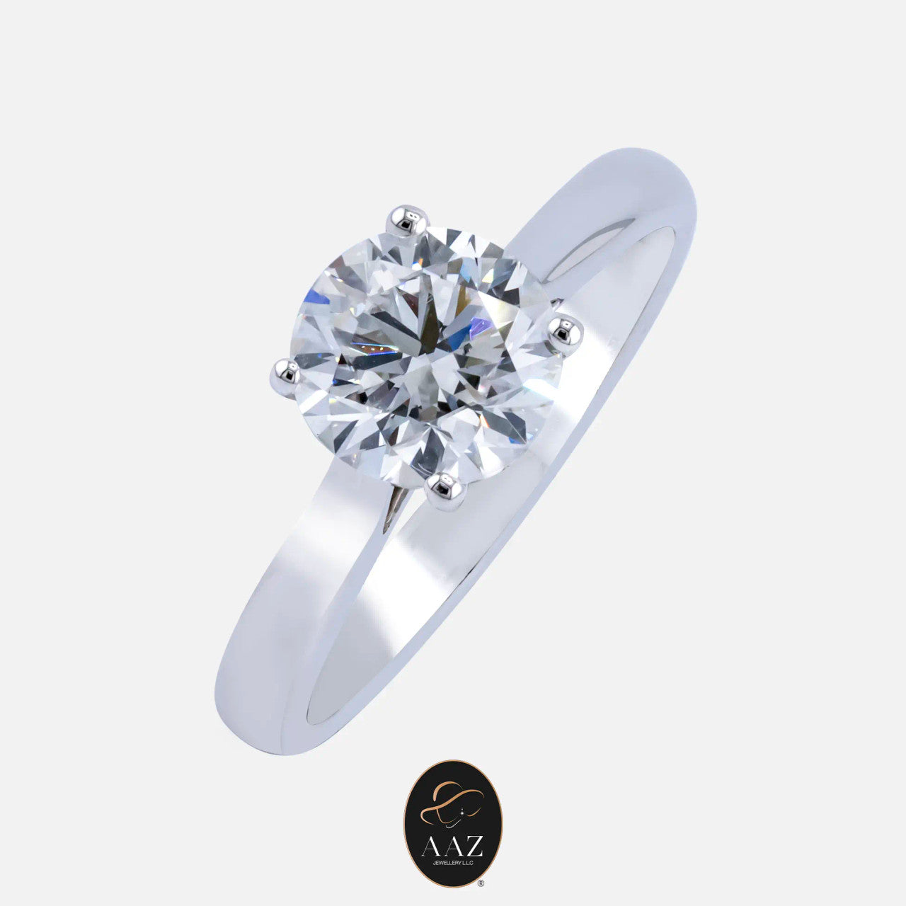 Round Brilliant Natural Diamond 18K Gold Ring
