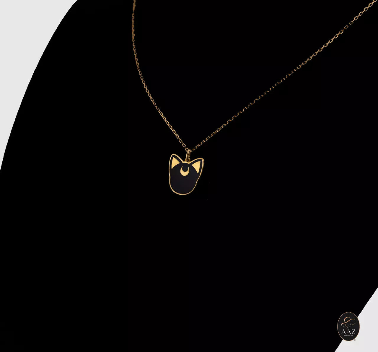 Sailor Black Cat 18K Gold Necklace left
