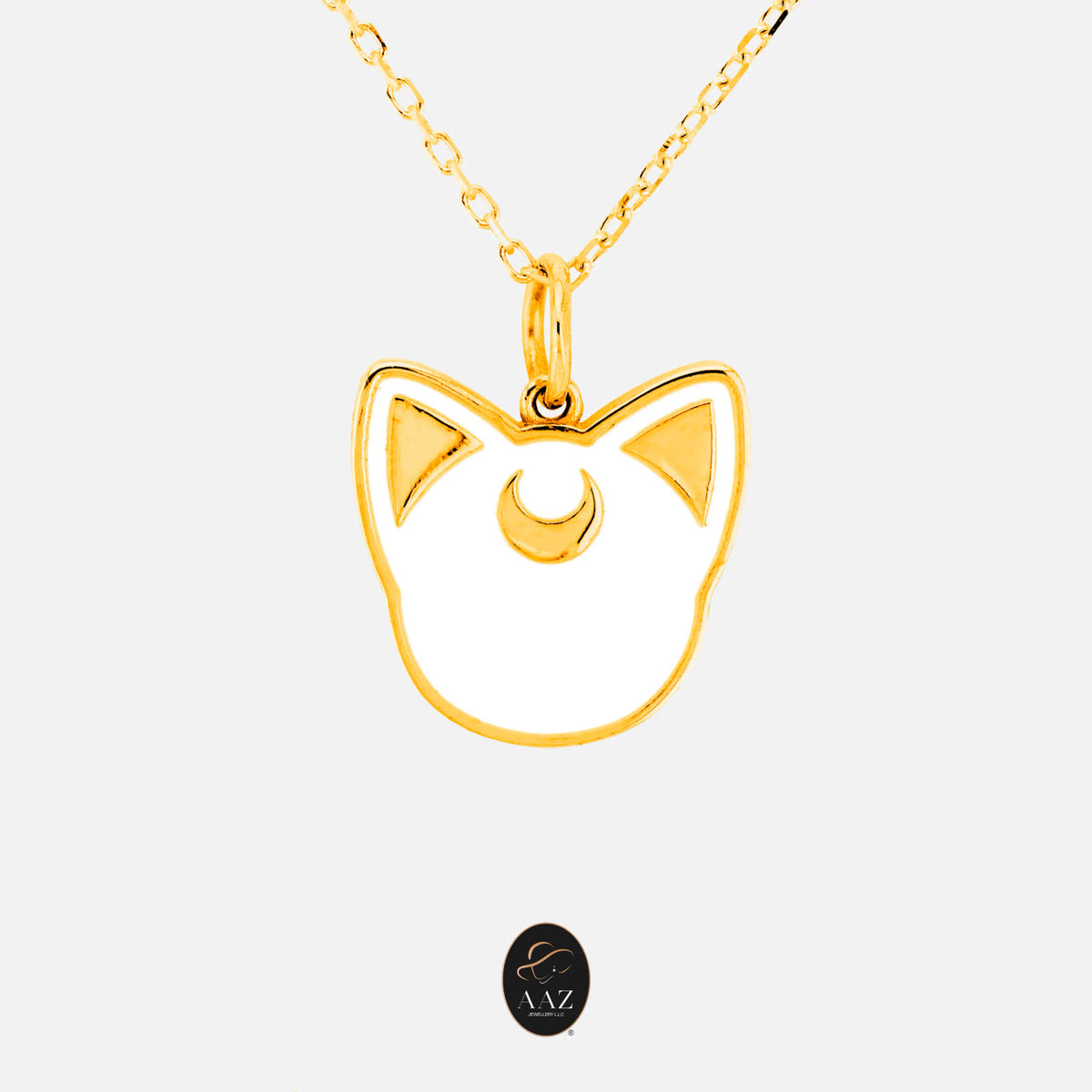 Sailor Moon White Cat 18K Gold Necklace