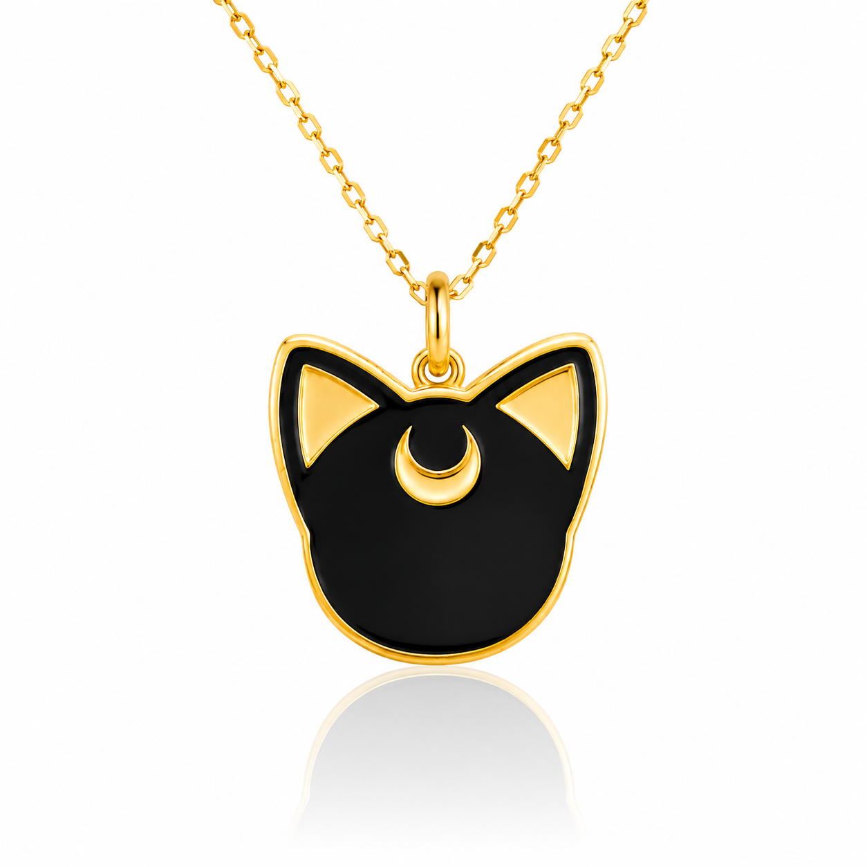 Sailor Black Cat 18K Gold Necklace