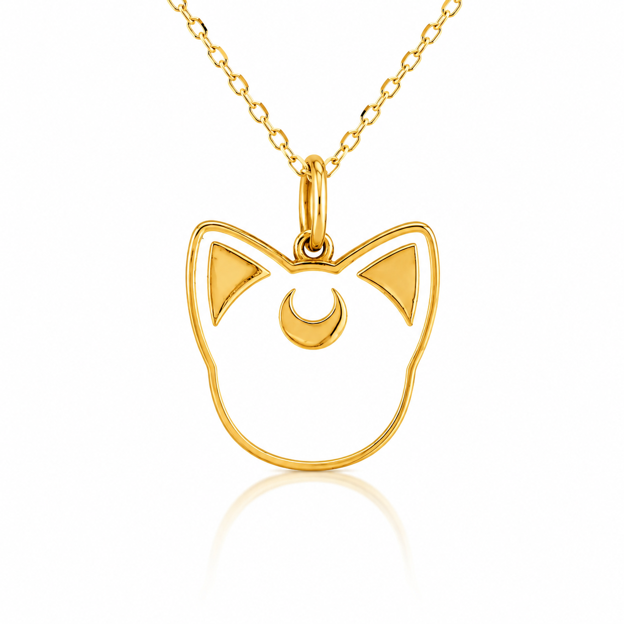 Sailor Moon White Cat 18K Gold Necklace