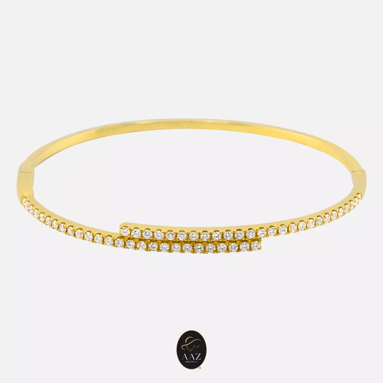Fine Natural Diamond 18K Gold Bangle