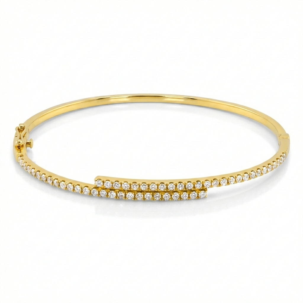 Fine Natural Diamond 18K Gold Bangle – IGI Certified