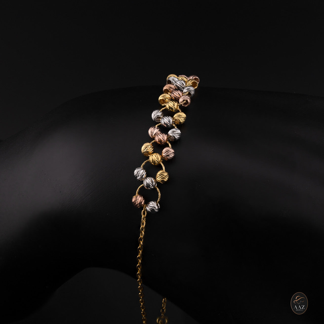 Tri-Colour Beads 22K Gold Bracelet
