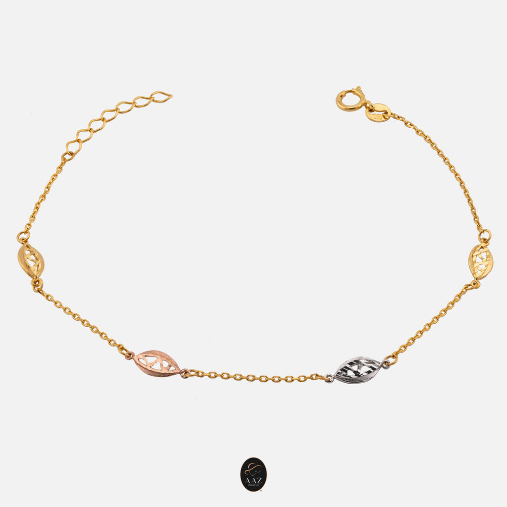 Tri Colour Shells 22K Gold Bracelet