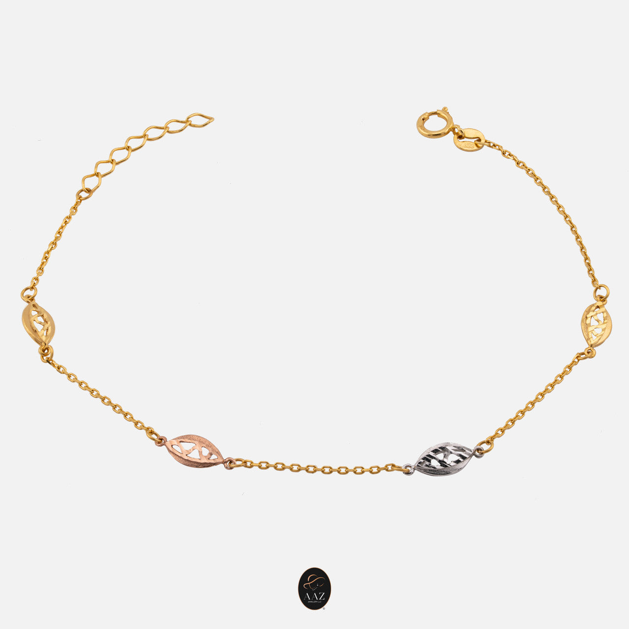 Tri Colour Shells 22K Gold Bracelet