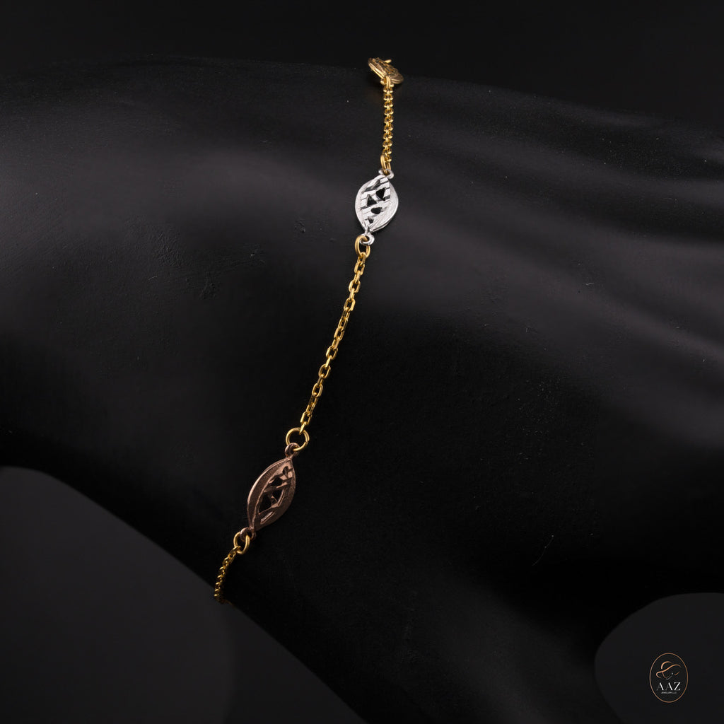 Tri Colour Shells 22K Gold Bracelet