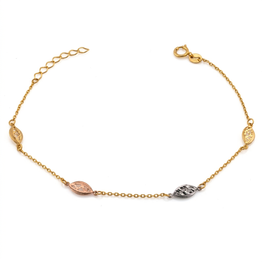 Tri Colour Shells 22K Gold Bracelet