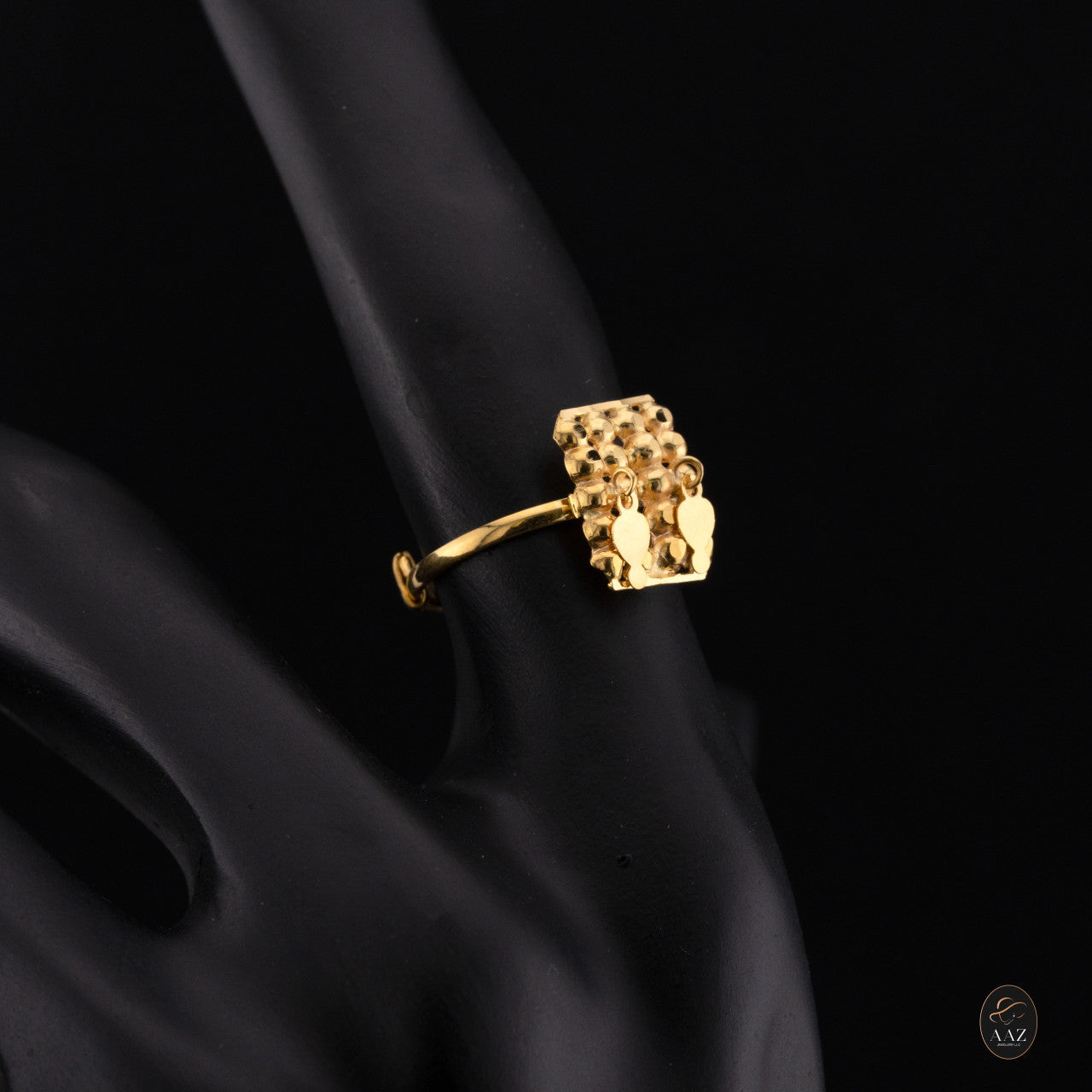 Dangle Rectangle 21K Gold Adjustable Ring
