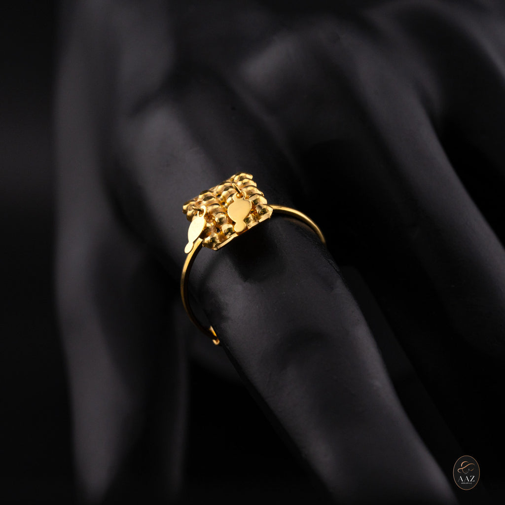 Dangle Rectangle 21K Gold Adjustable Ring