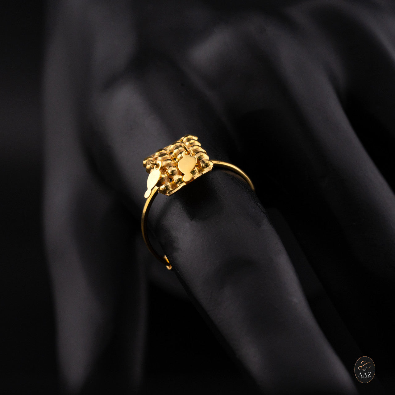 Dangle Rectangle 21K Gold Adjustable Ring