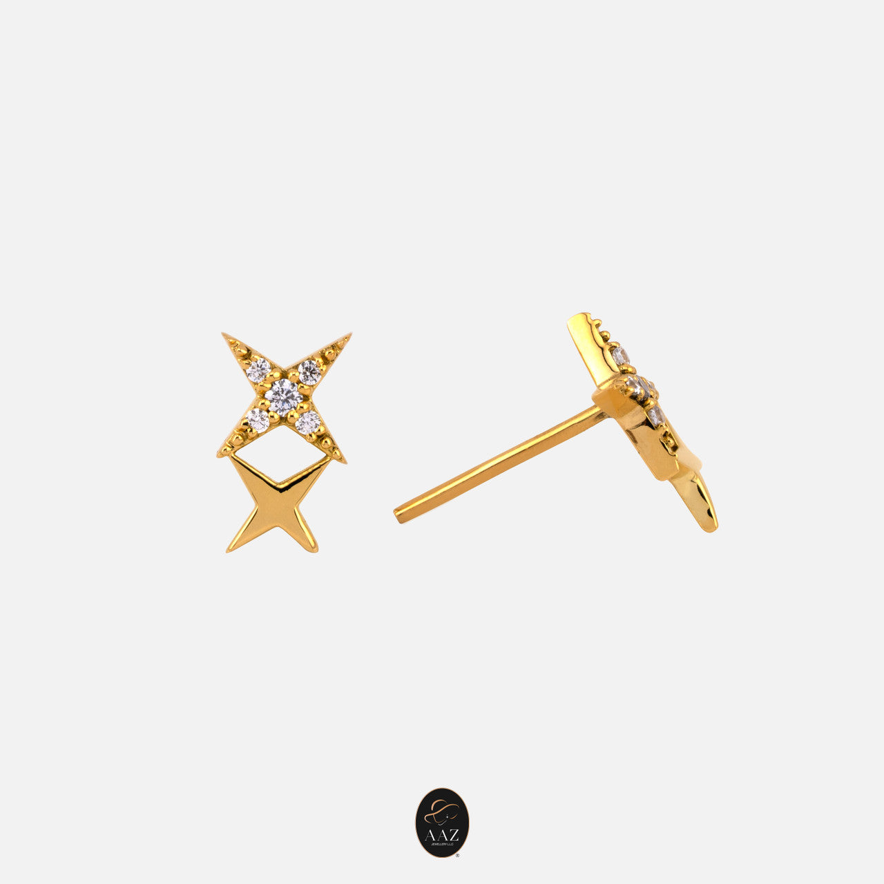 Twin Star 18K Gold Earring side angle