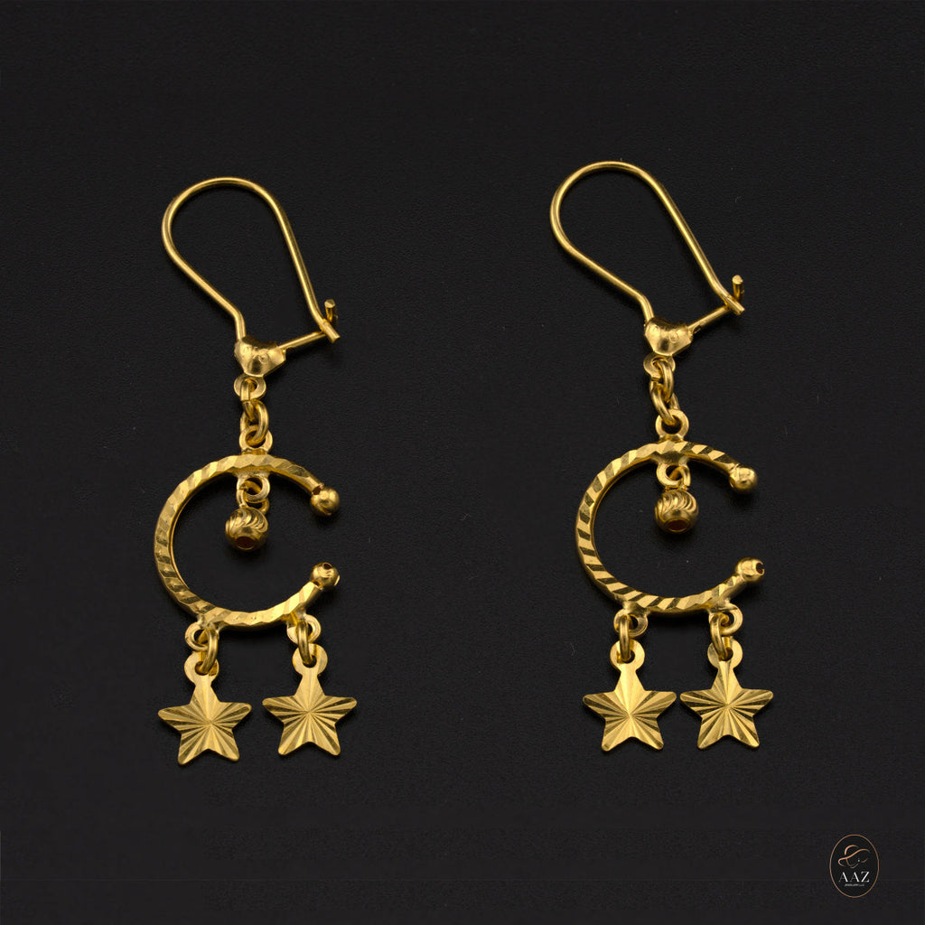 Moon & Stars 22K Gold Earrings