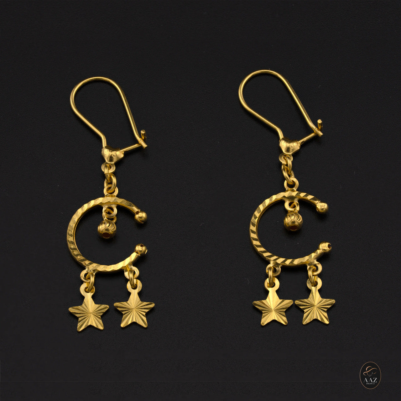 Moon & Stars 22K Gold Earrings