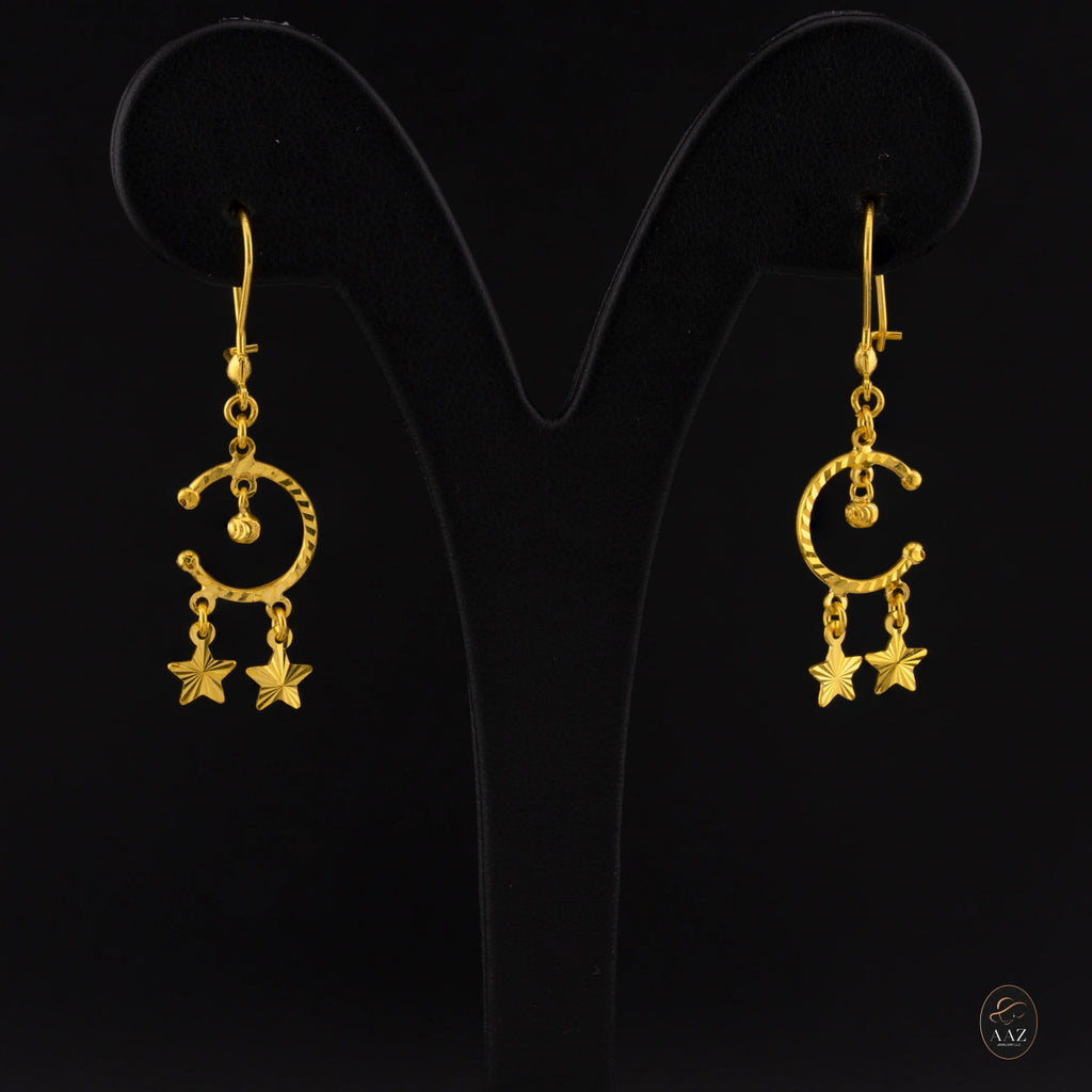 Moon & Stars 22K Gold Earrings