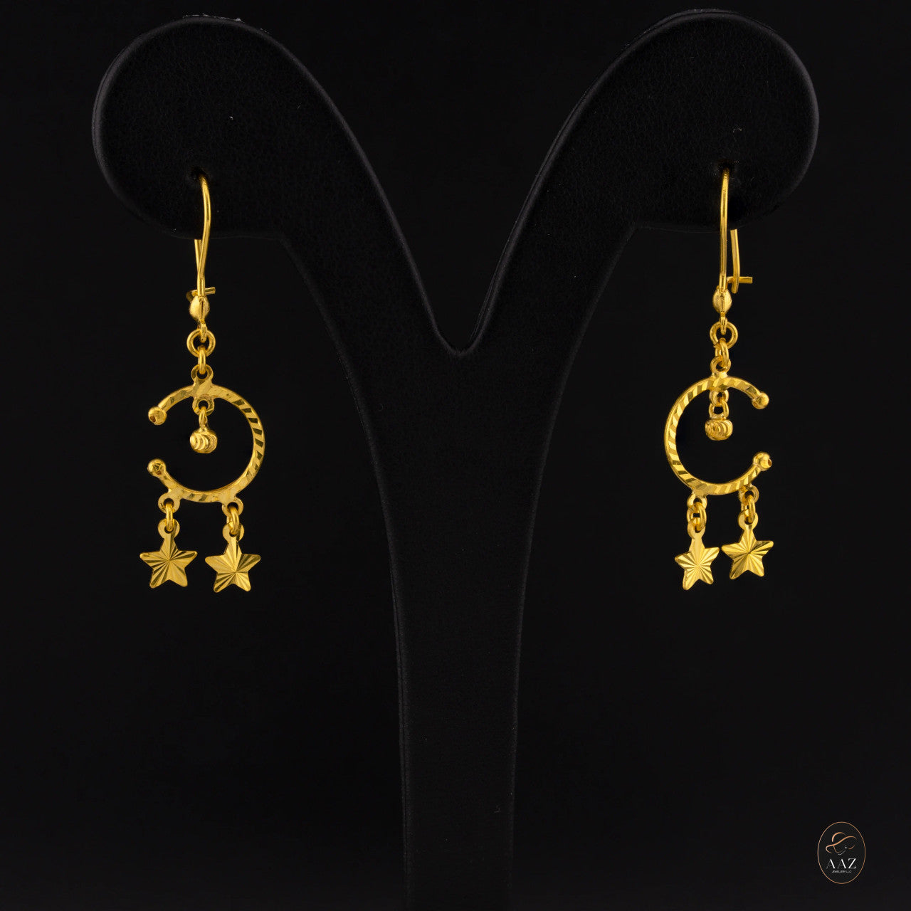 Moon & Stars 22K Gold Earrings