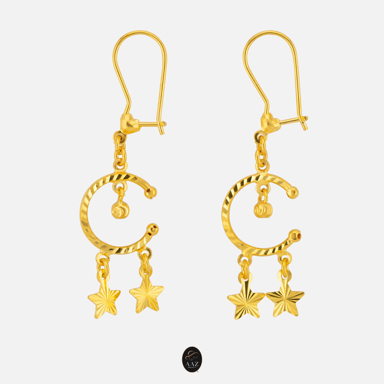 Moon & Stars 22K Gold Earrings
