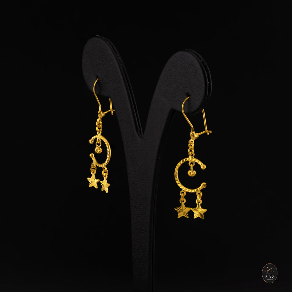 Moon & Stars 22K Gold Earrings
