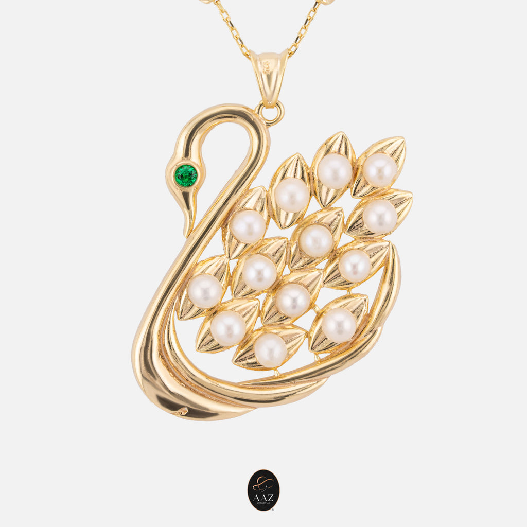 Swan Pearls 18k Gold Plated Silver Necklace