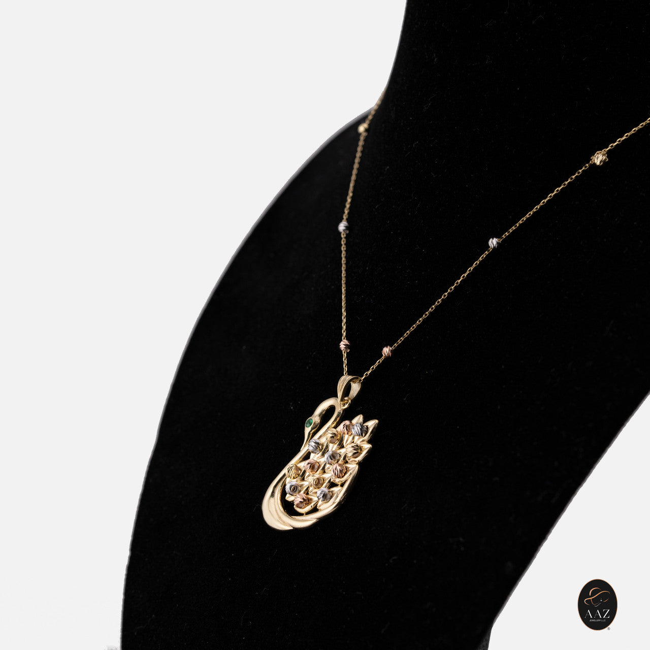 Swan 18k Gold Plated Silver Necklace from a right angle