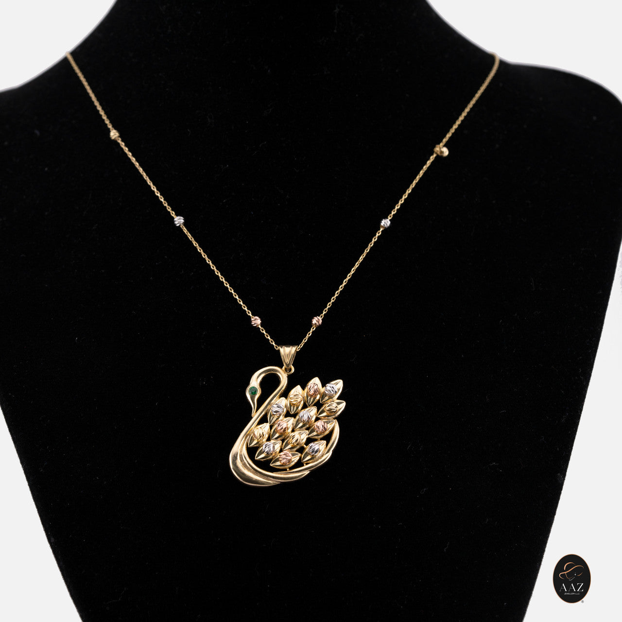 Swan 18k Gold Plated Silver Necklace on a model