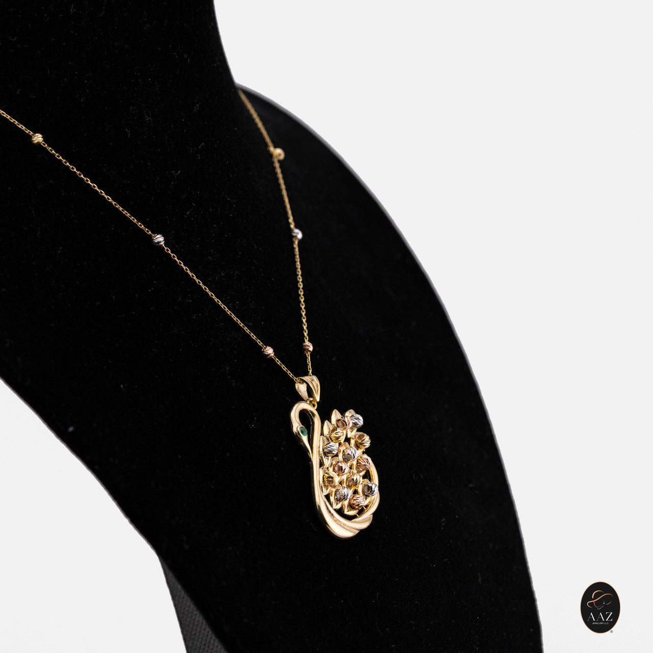 Swan 18k Gold Plated Silver Necklace from a left side