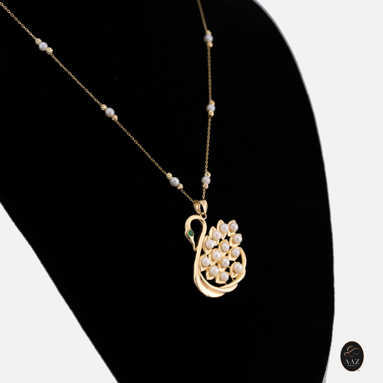 Swan Pearls 18k Gold Plated Silver Necklace from the left angle