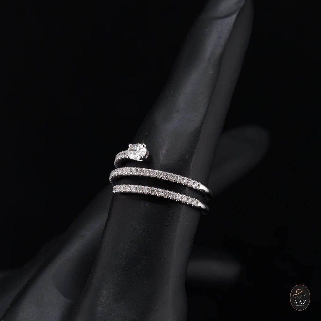 Oval Natural Diamond 18K Gold Spiral Ring