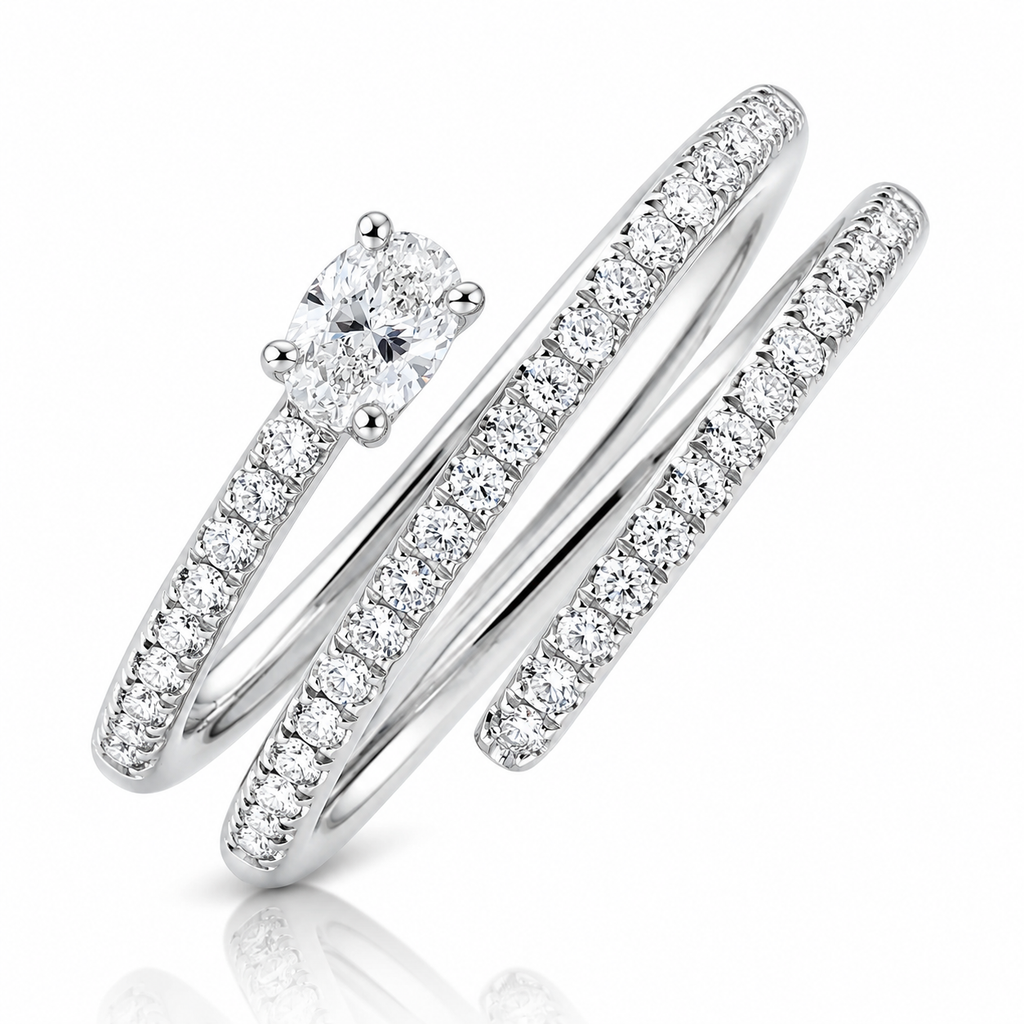 Oval Natural Diamond 18K Gold Spiral Ring – 0.51 Carat IGI Certified