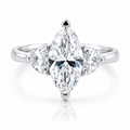 Marquise with Heart Shaped Natural Diamonds 18K Gold Ring