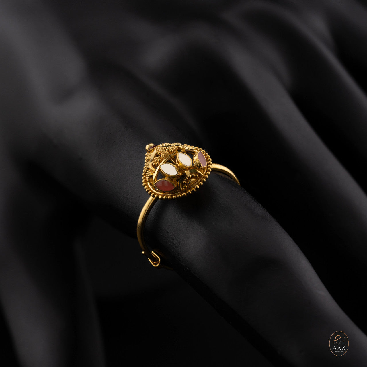 Pear Drop 21K Gold Adjustable Ring
