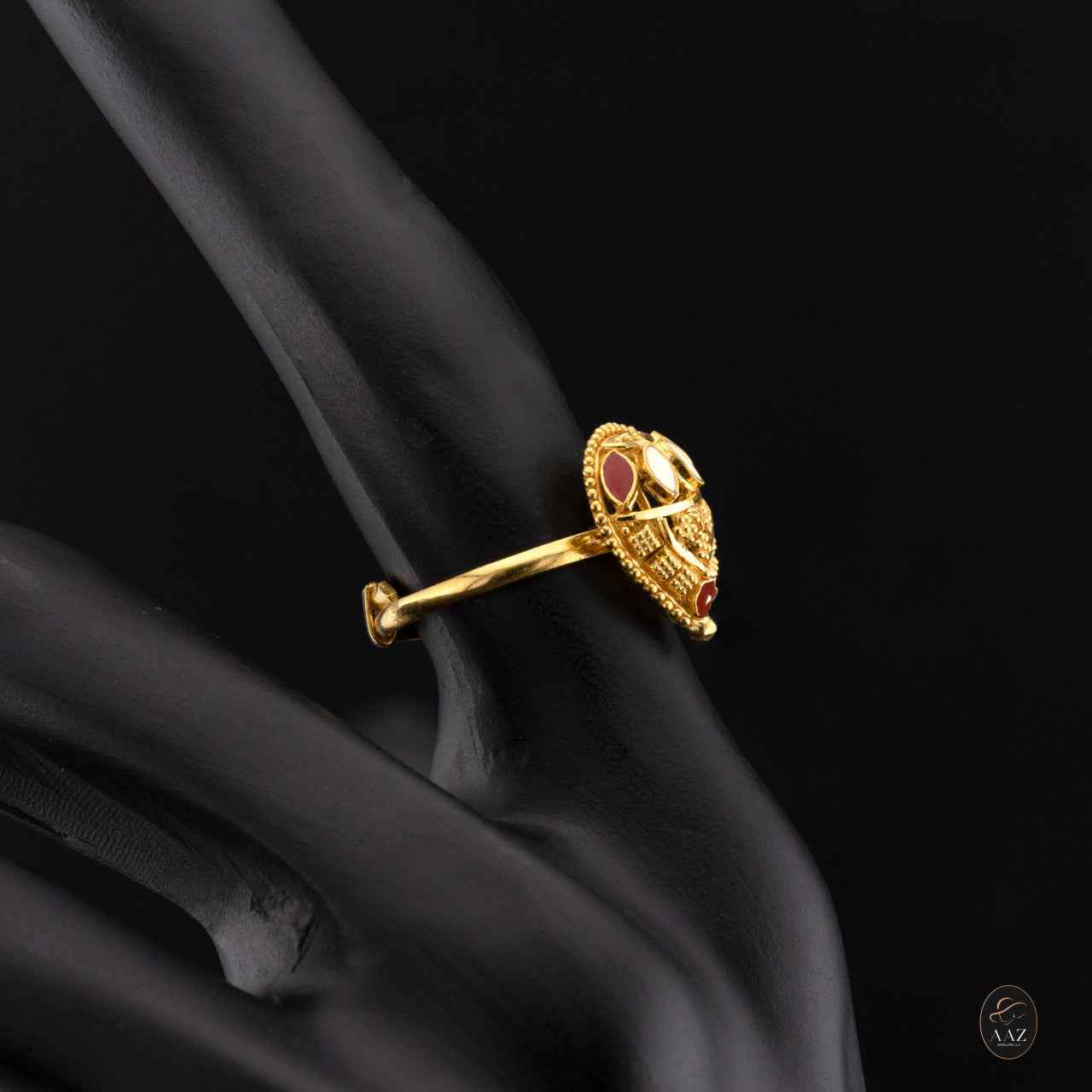 Pear Drop 21K Gold Adjustable Ring