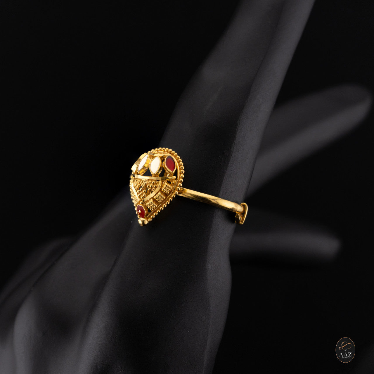 Pear Drop 21K Gold Adjustable Ring