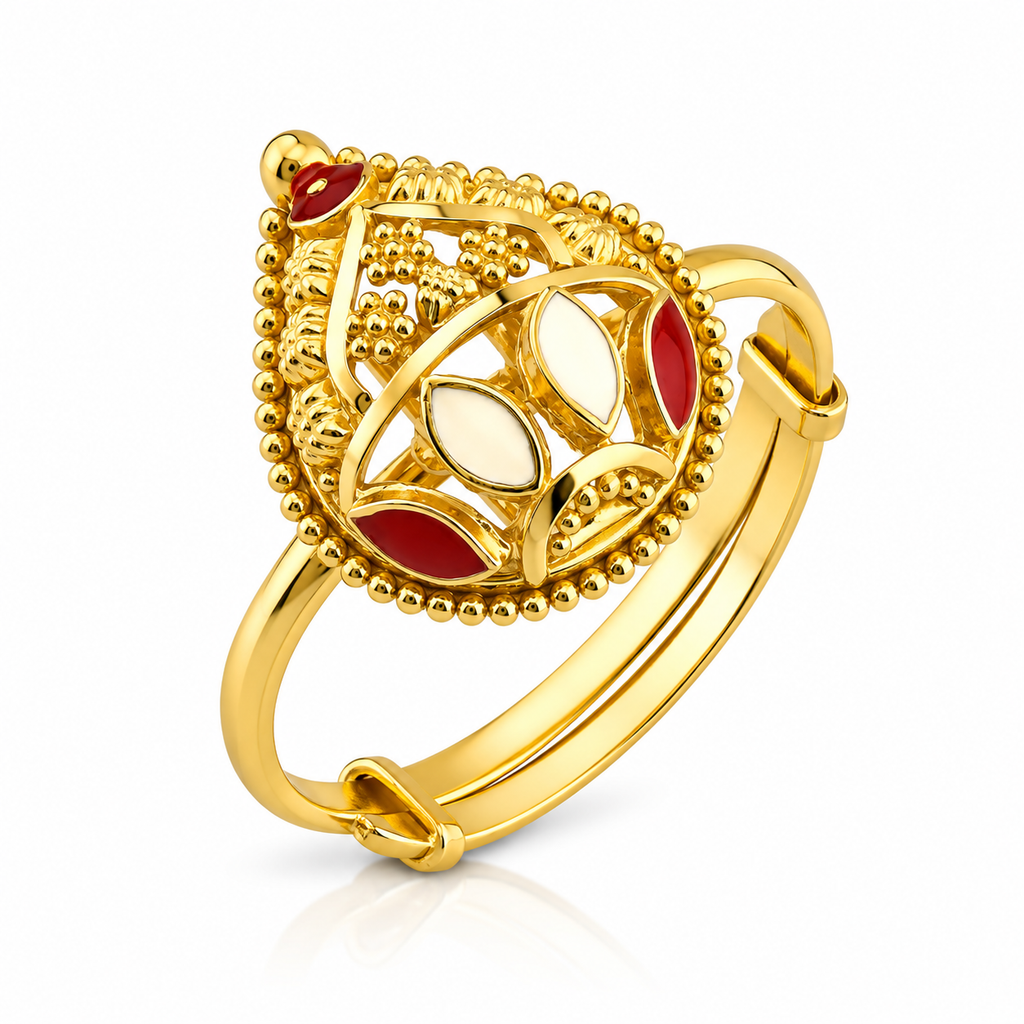 Pear Drop 21K Gold Adjustable Ring