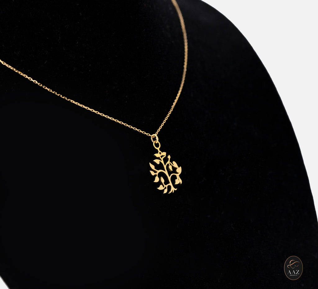 Tree 18K Gold Necklace right angle