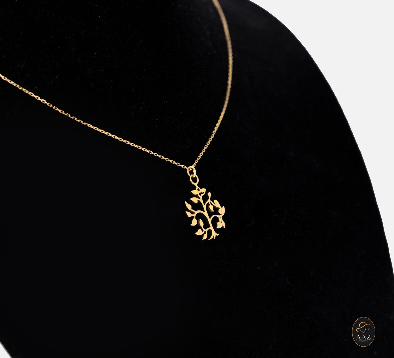 Tree 18K Gold Necklace right angle
