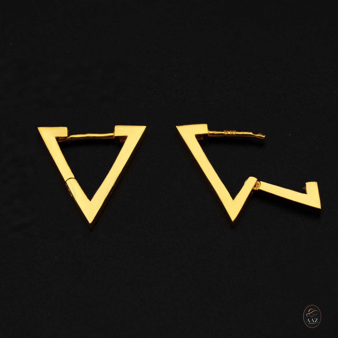 Triangle Shaped 22K Gold Earrings