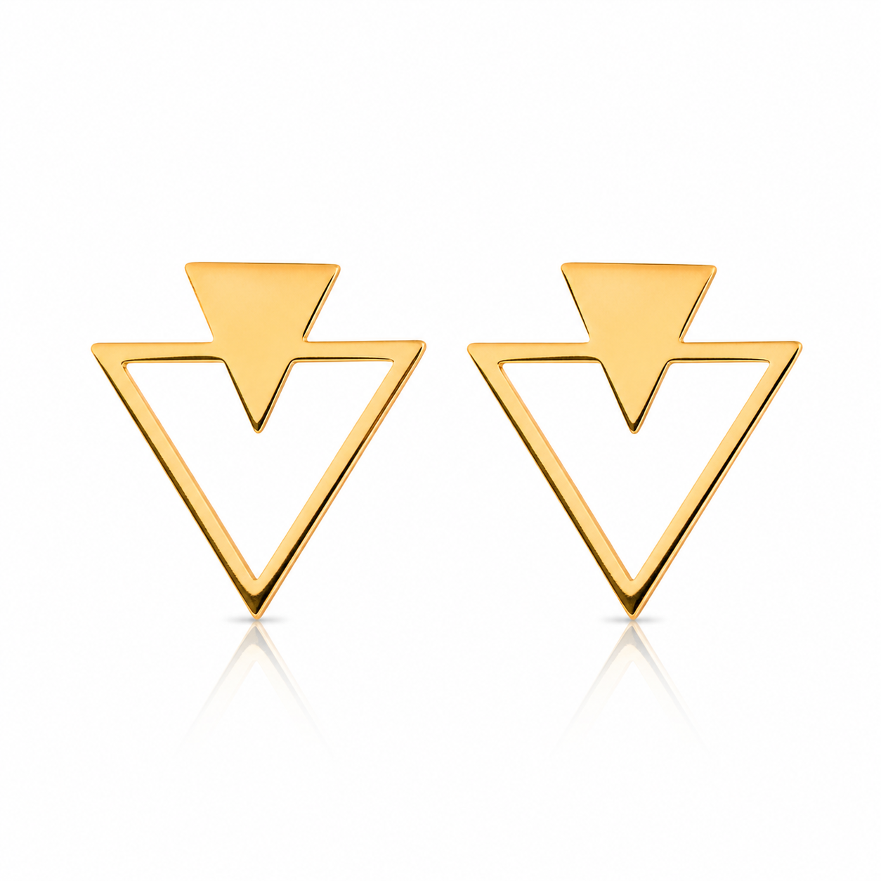 Twin Triangle 18K Gold Earrings