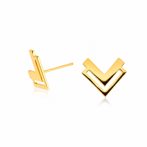 Chevron 18K Gold Earrings
