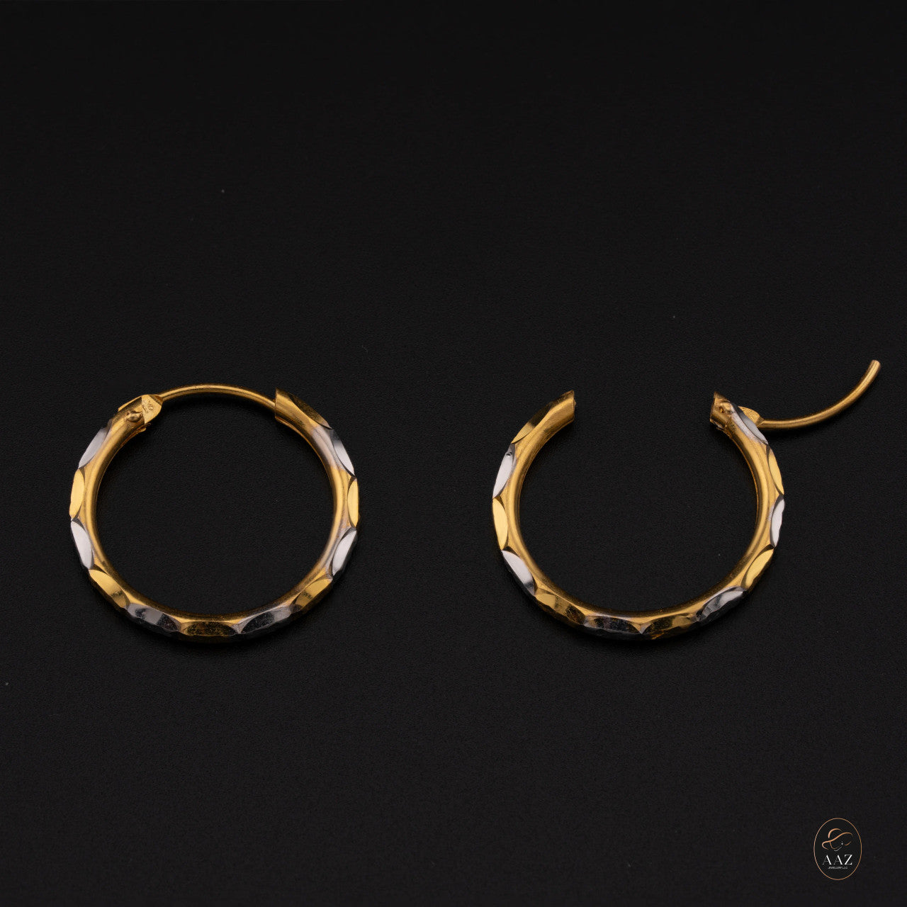 Two Toned 22K Gold Hoop Earrings
