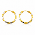 Two-Tone 22K Gold Hoop Earrings – White & Yellow Diamond Cut