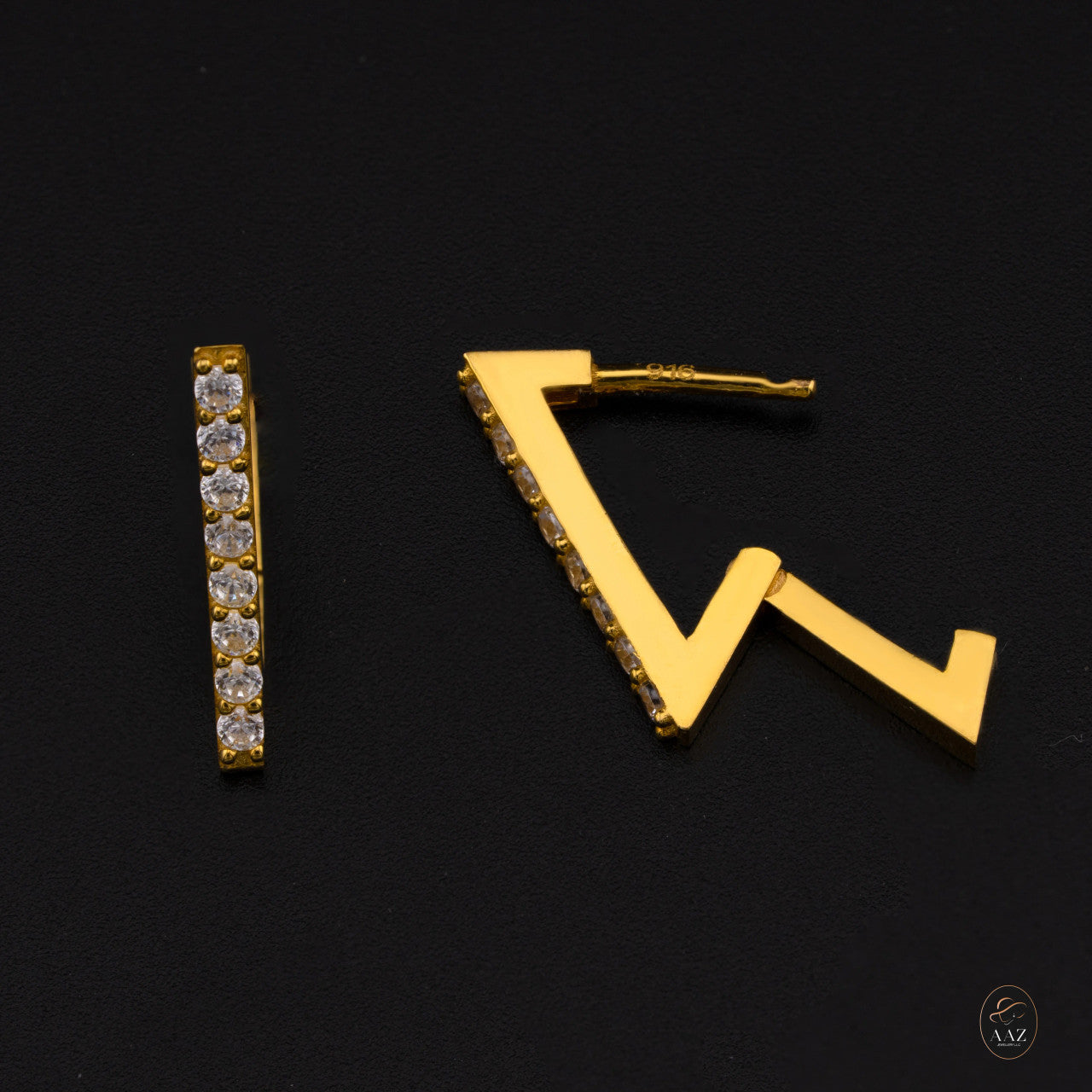 Shining Triangle 22K Gold Earrings