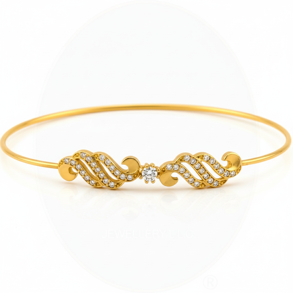 Twin Cloud 18K Gold Bangle