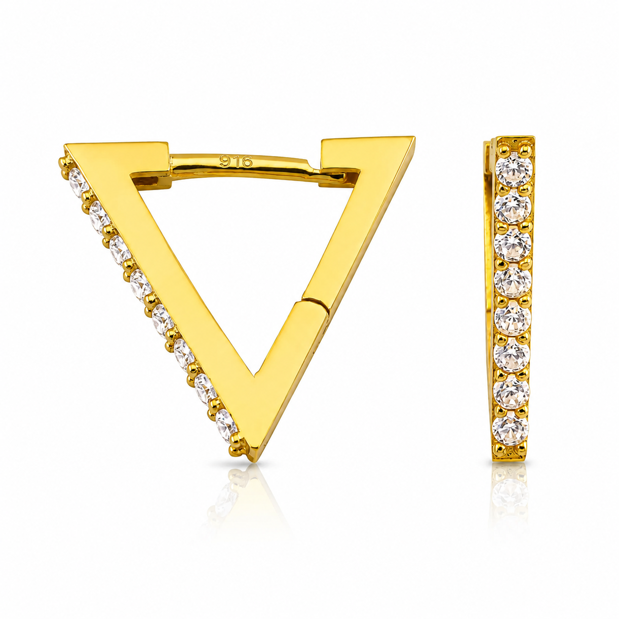 Shining Triangle 22K Gold Zircon Earrings – Geometric Luxury